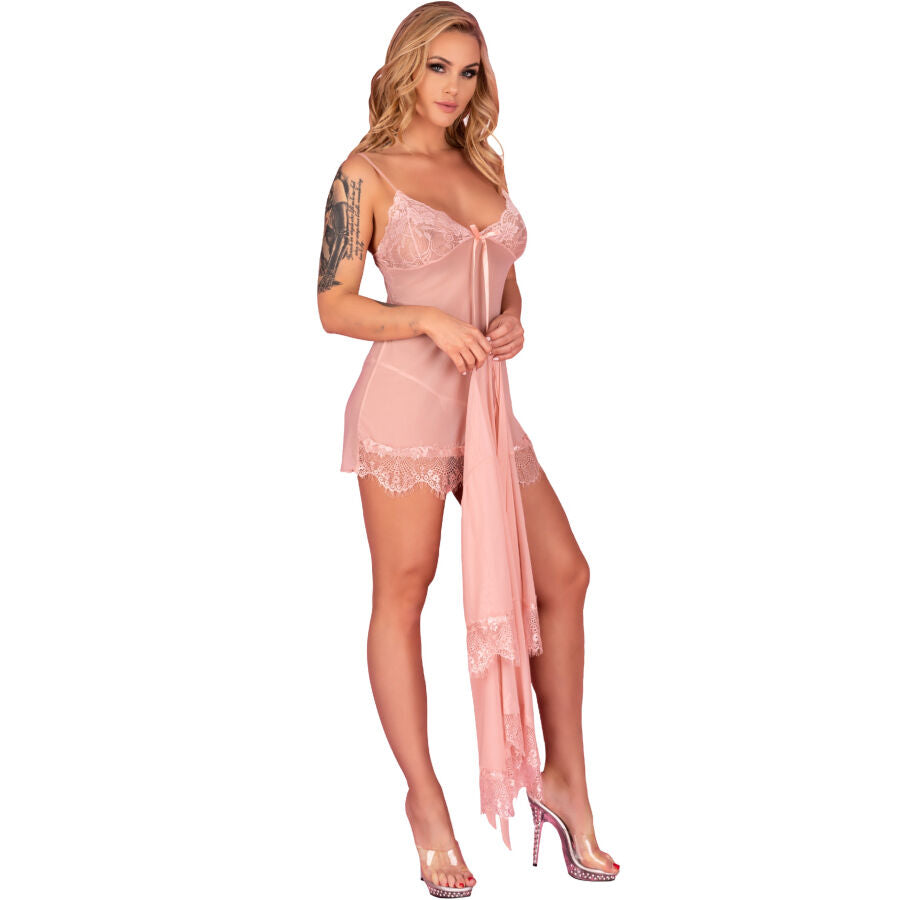 LIVCO CORSETTI FASHION - HYEONA 1710 BABYDOLL + THONG ROSE M
