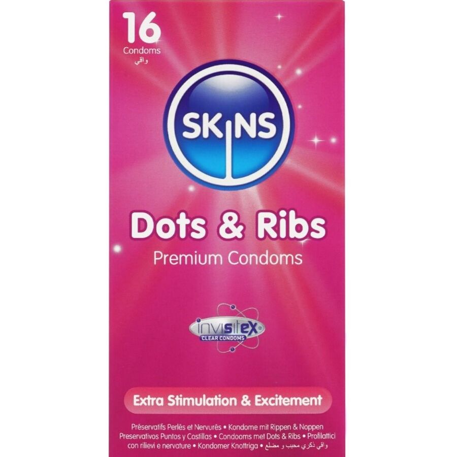 SKINS - DOTS & RIBS PREMIUM CONDOMS PACK 16