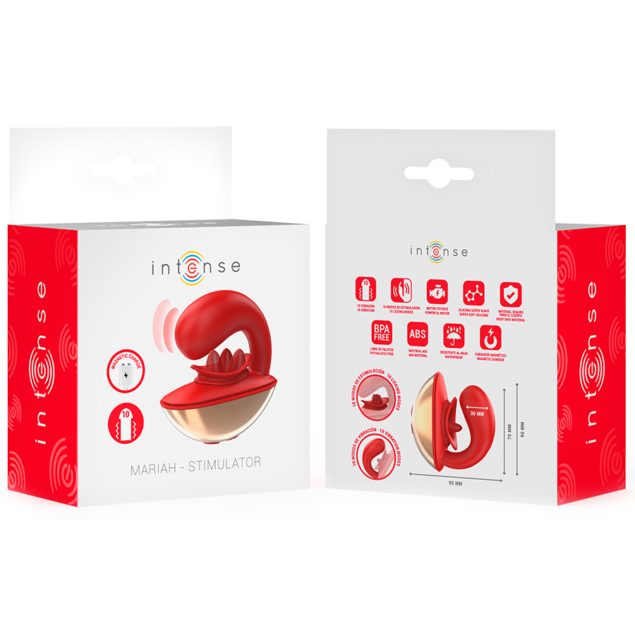 INTENSE - MARIAH VIBRATOR & STIMULATOR IN U SHAPE 10 VIBRATIONS RED