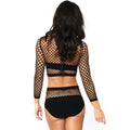 LEG AVENUE - 2 PIECES SET NET LONG SLEEVED TOP AND HIGH WAISTED