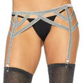 LEG AVENUE - SILVER LUREX ELASTIC GARTER BELT