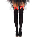 LEG AVENUE - BLACK NYLON THIGH HIGHS WITH RED BOW