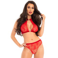 LEG AVENUE - TWO PIECES SET HALTER TOP AND PANTIES RED